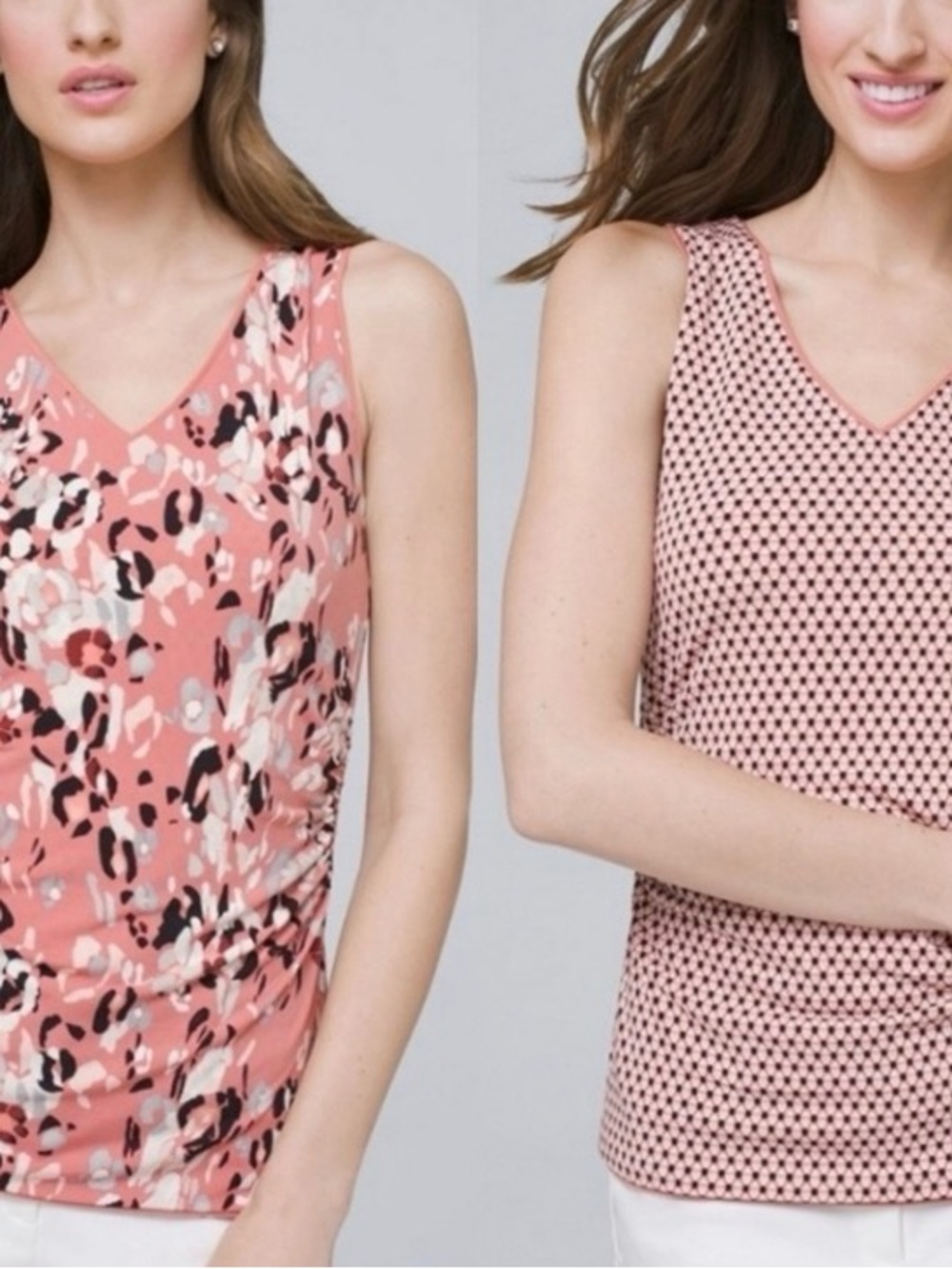 White House Black Market | Pink Floral/Diamond Print Ultimate Reversible Top Sm